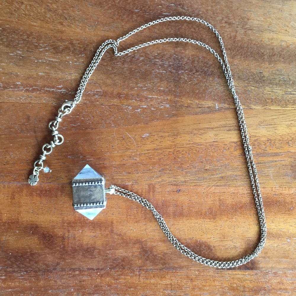 Lucky Brand Long Quartz and Gold Tone Necklace